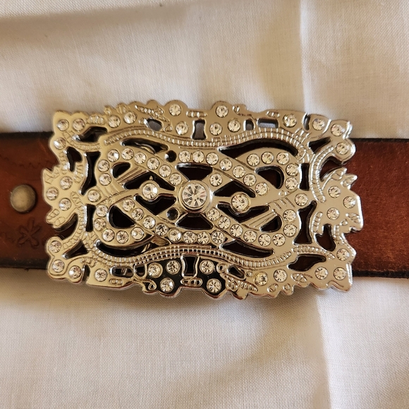Old Navy Leather Belt with Rhinestone Buckle - Picture 2 of 13